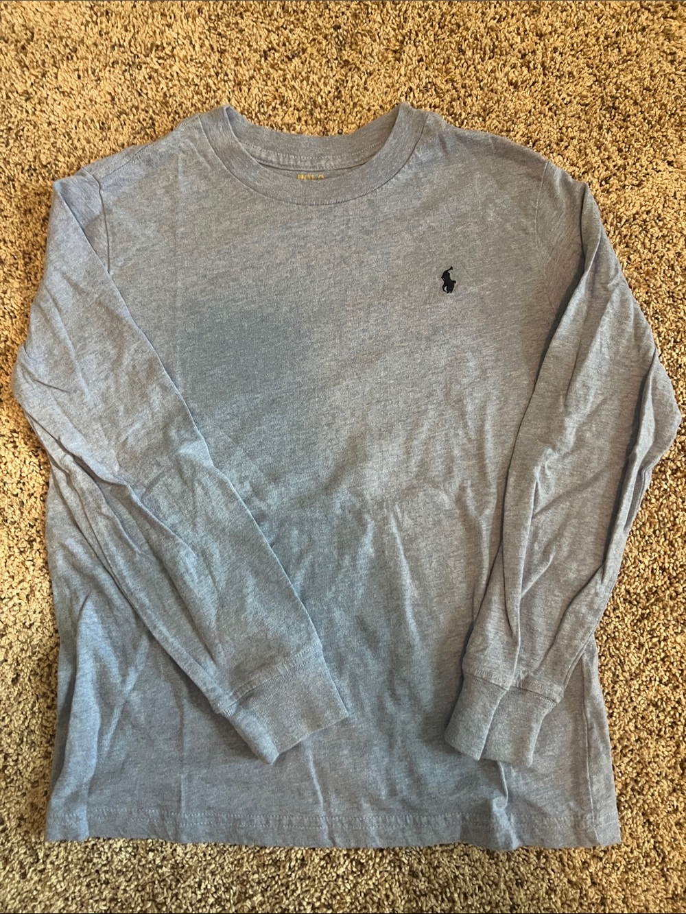 Ralph Lauren Long-Sleeve Crewneck Tee - Light Blue with Navy Pony